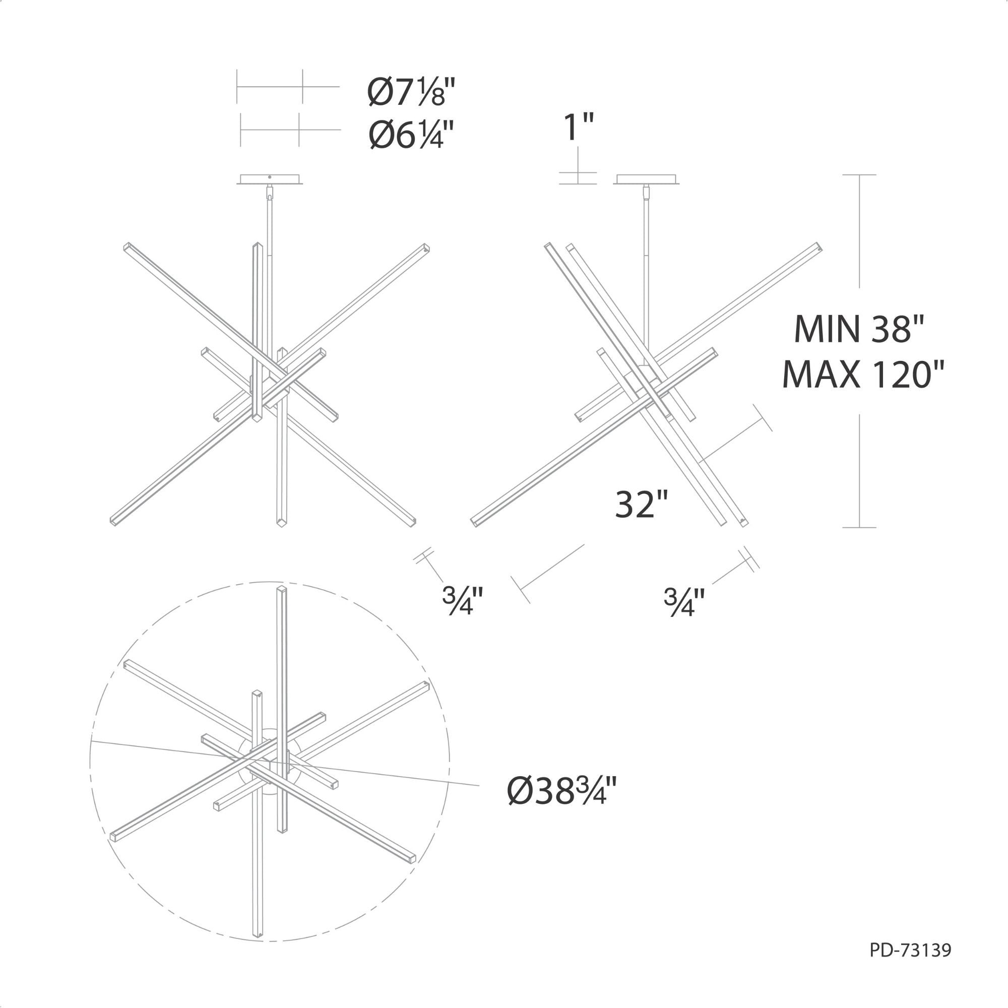 Parallax 39 in. LED Pendant Light Brass Finish