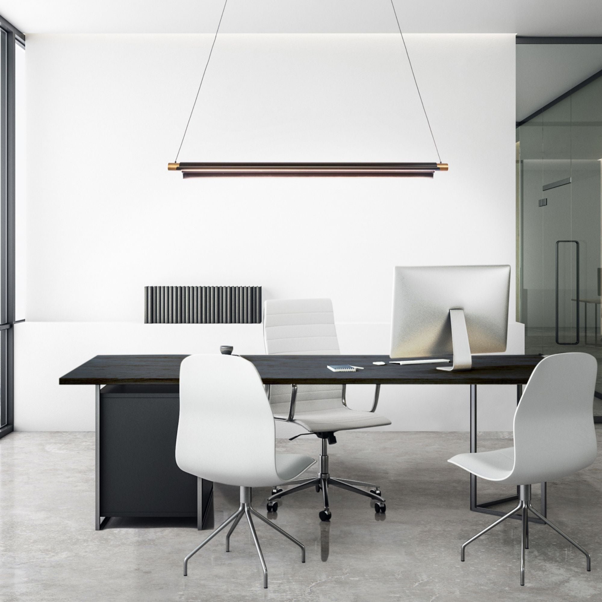 Pavilion 44" LED Pendant, Black/Aged Brass Finish - Bees Lighting