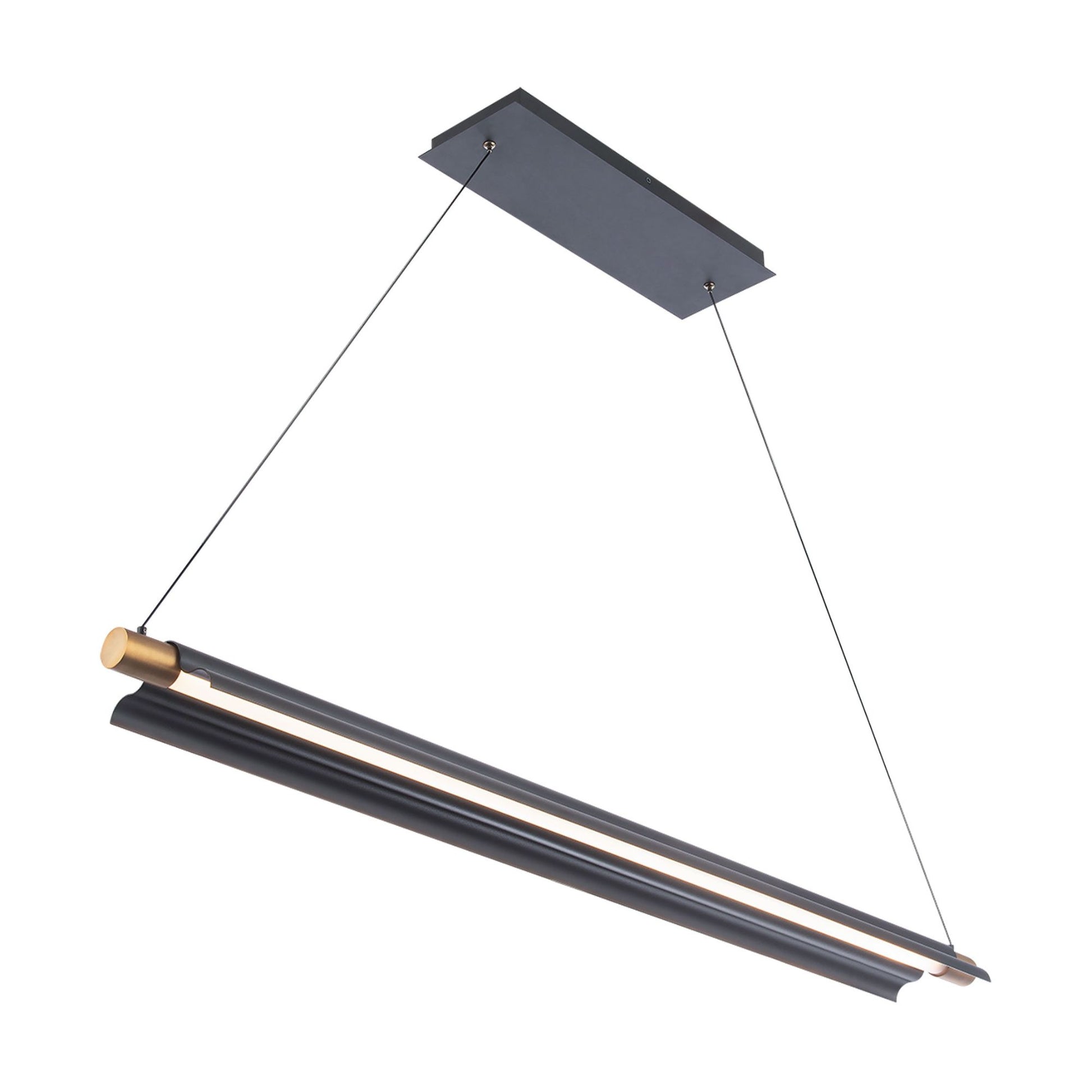 Pavilion 44" LED Pendant, Black/Aged Brass Finish - Bees Lighting