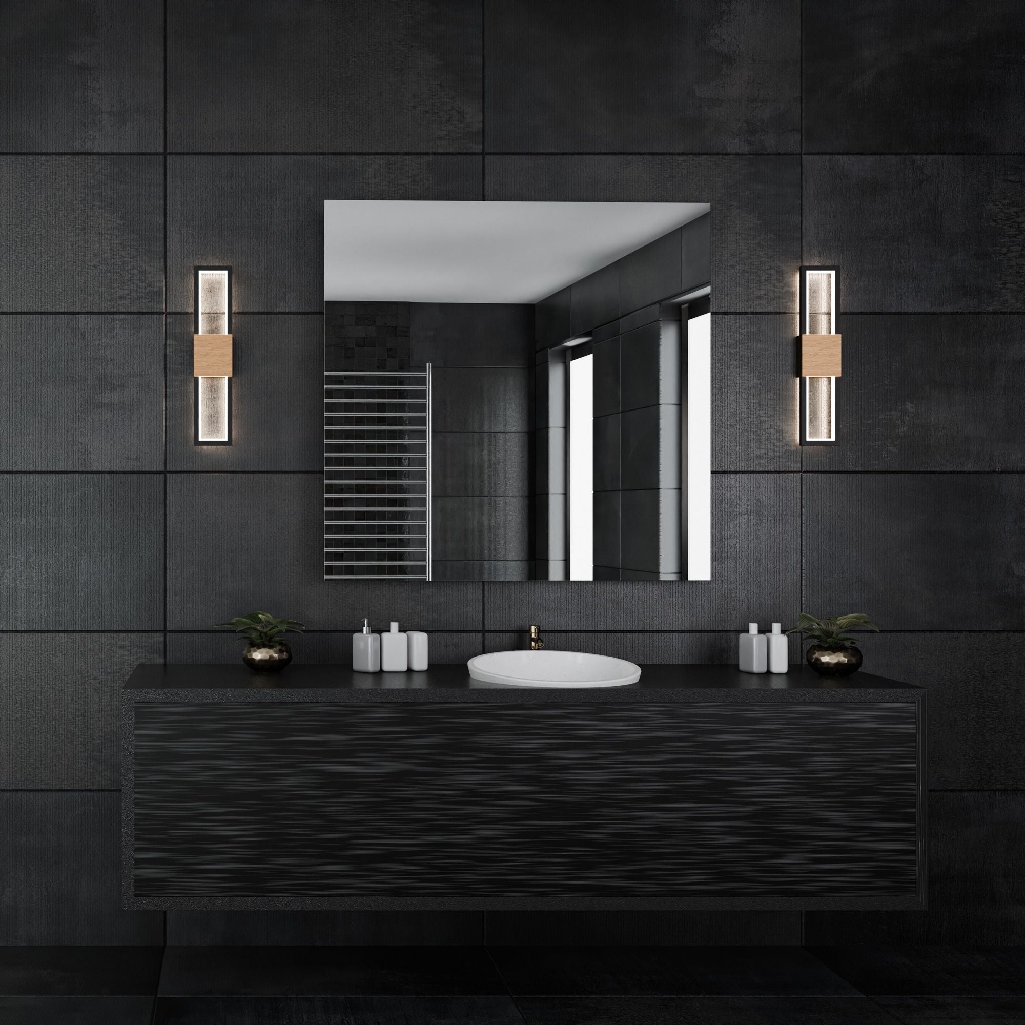 Peekaboo 32" LED Bath Vanity, 4CCT, Black/Aged Brass Finish