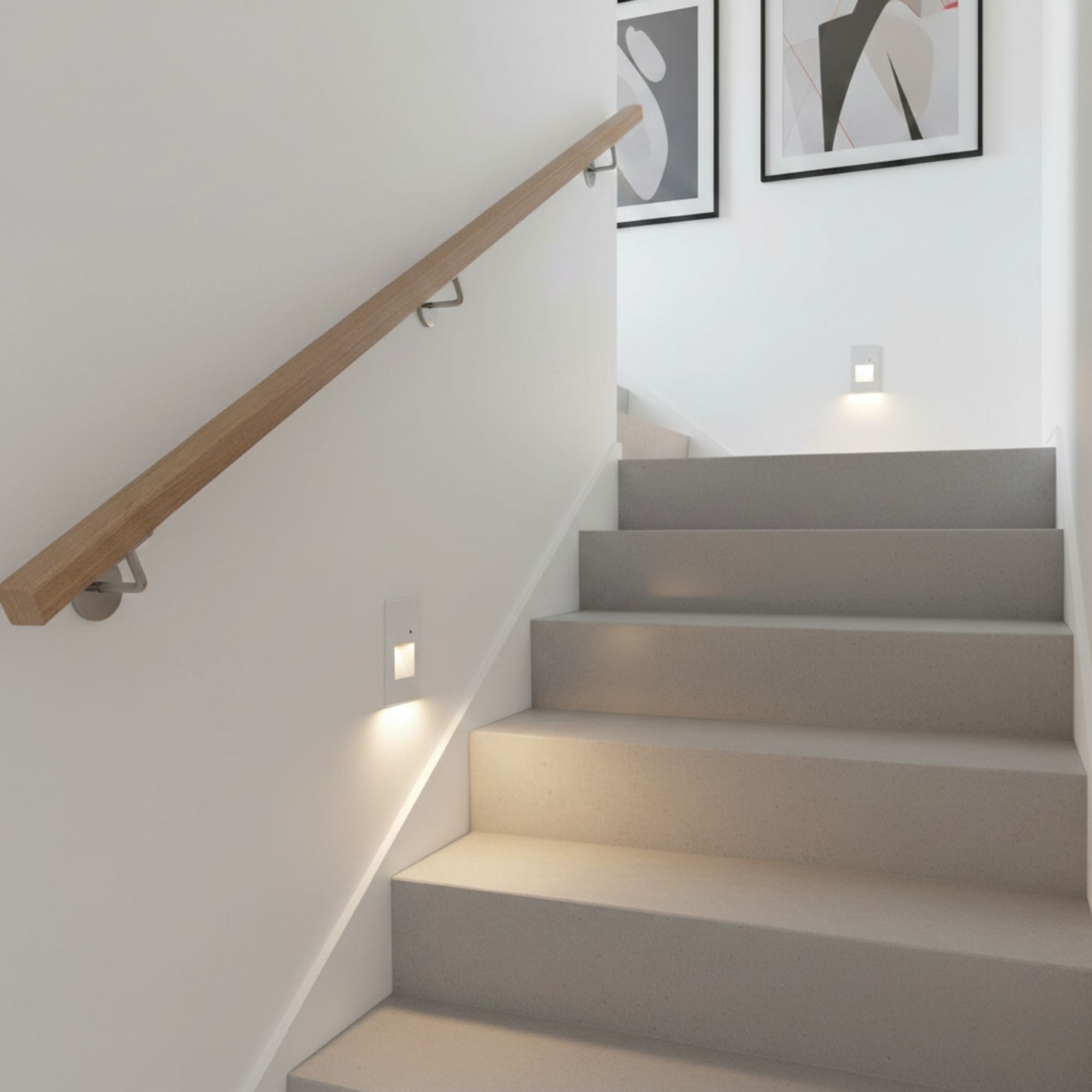 5" High LED Step Light with Photocell, White on Aluminum Finish, Amber