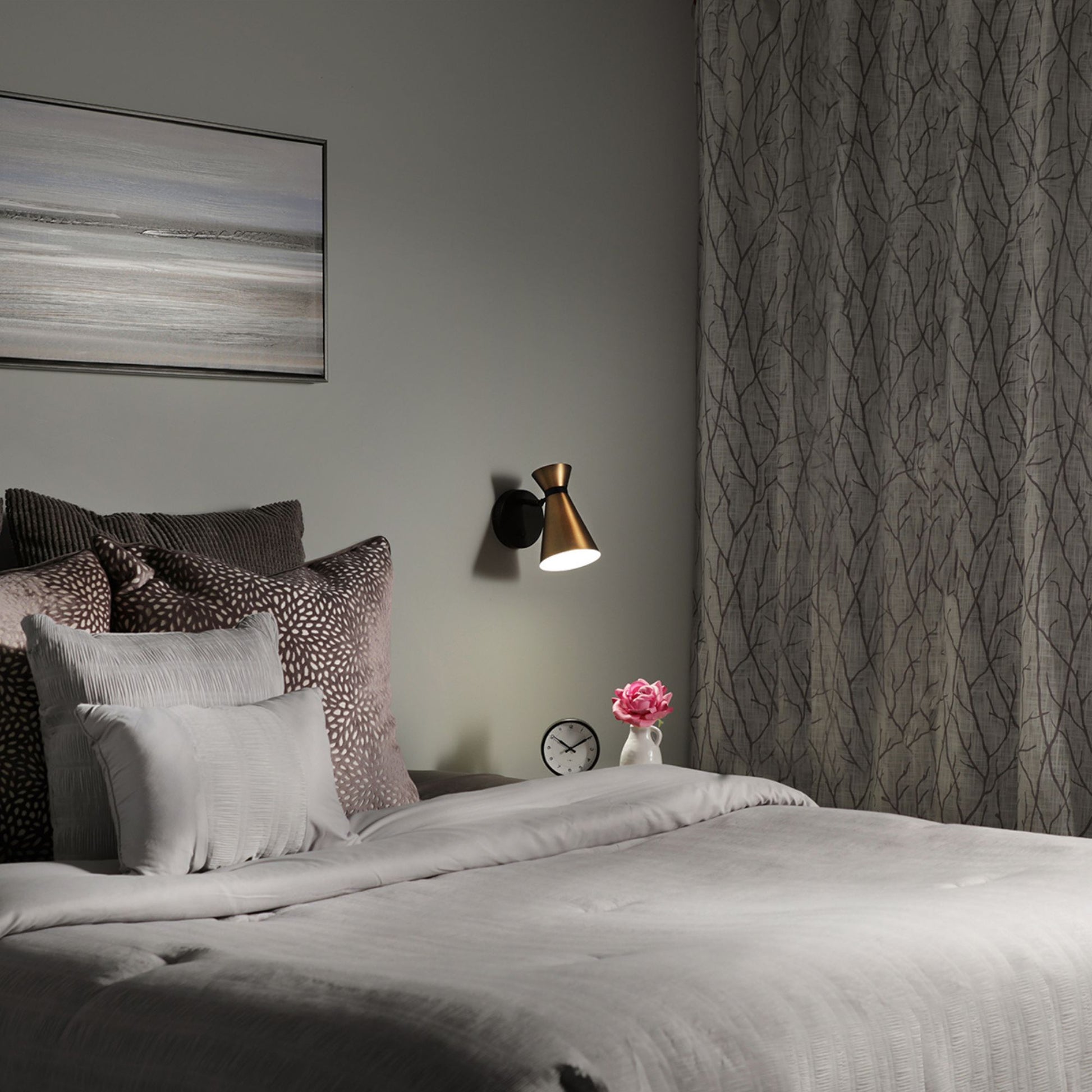 Pin Up 8" LED Swing Arm Wall Lamp, Black/Aged Brass Finish - Bees Lighting