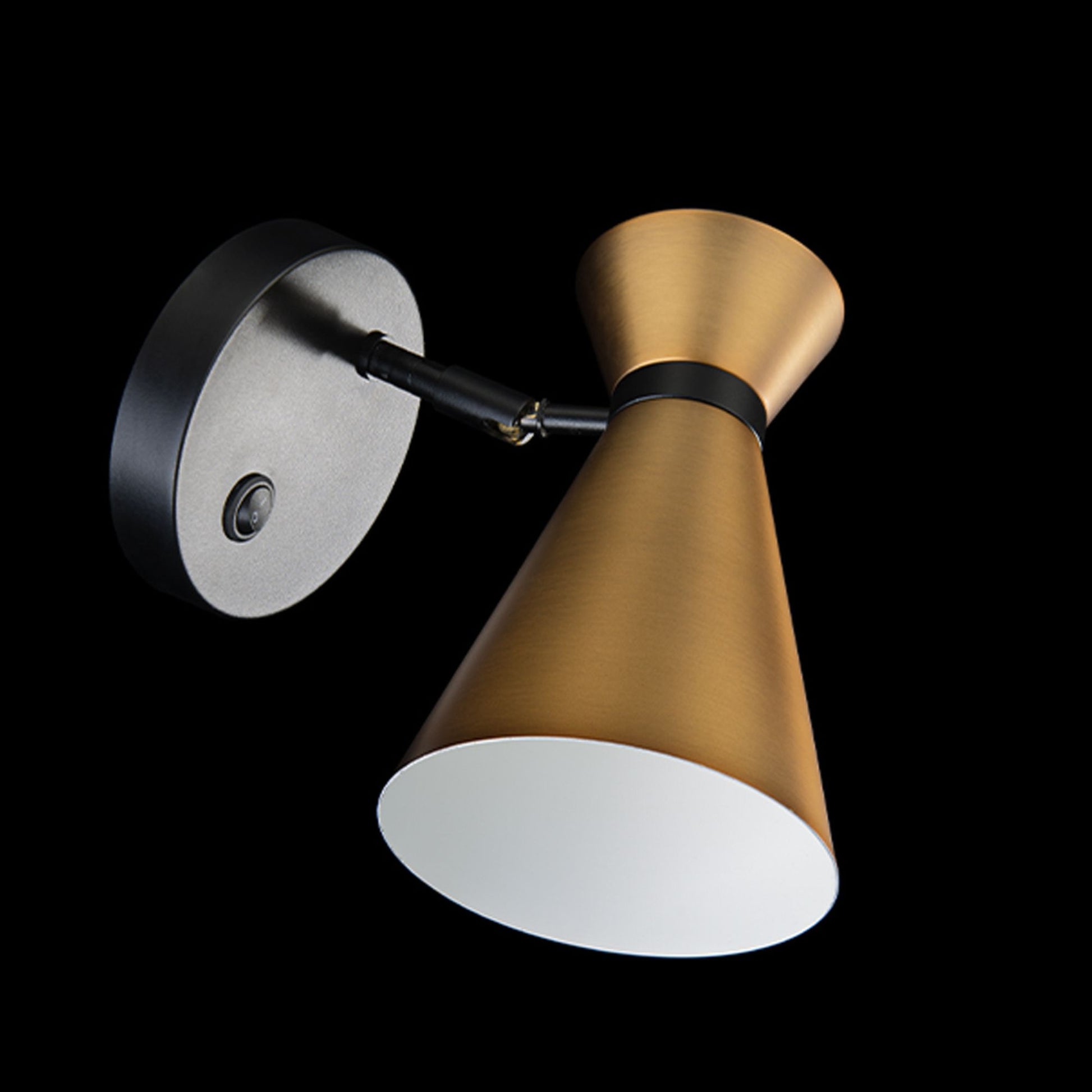 Pin Up 8" LED Swing Arm Wall Lamp, Black/Aged Brass Finish - Bees Lighting