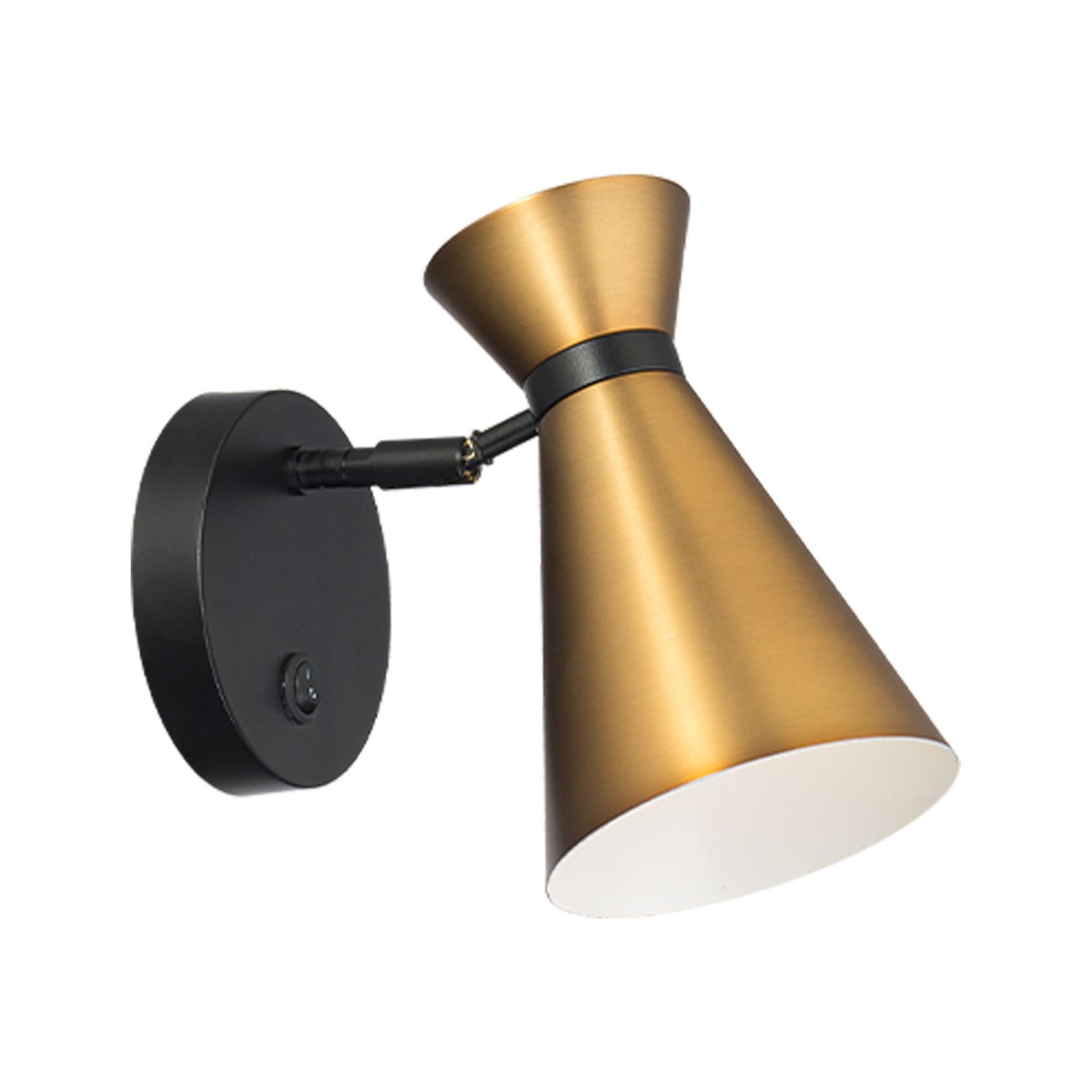 Pin Up 8" LED Swing Arm Wall Lamp, Black/Aged Brass Finish - Bees Lighting