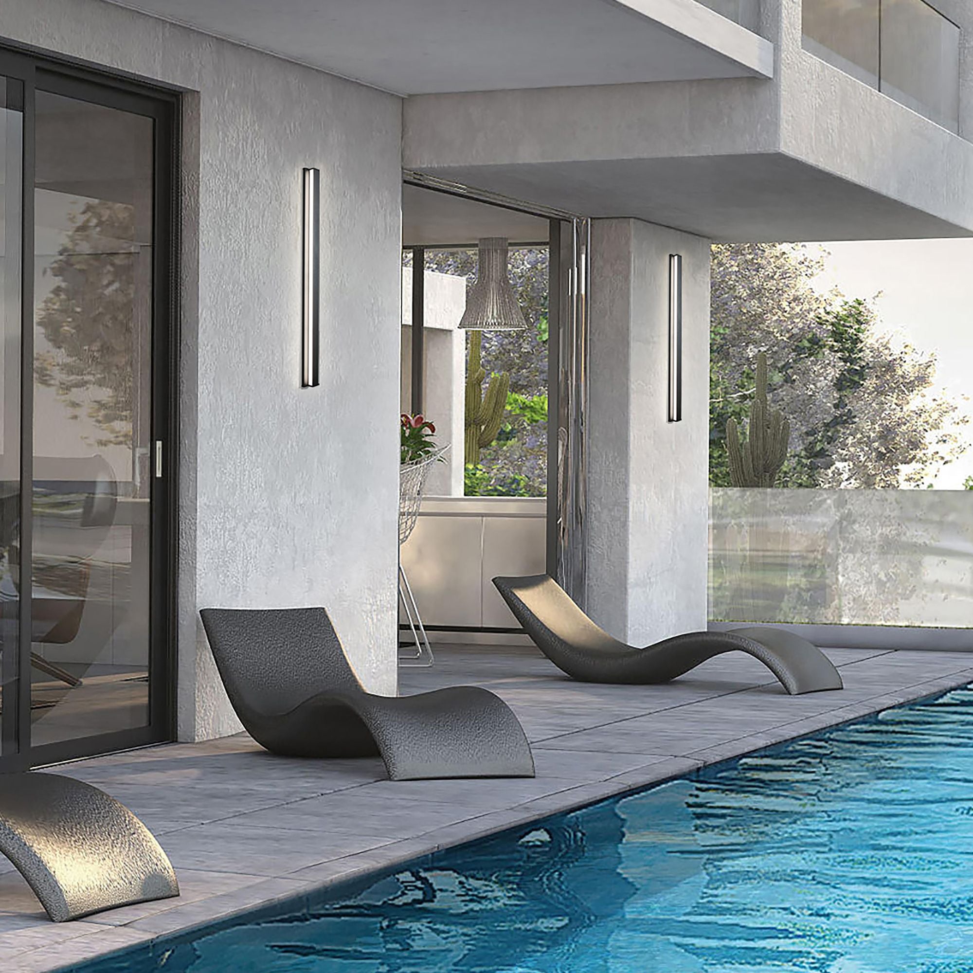 Revels 24 in. LED Outdoor Wall Sconce 3000K Black Finish