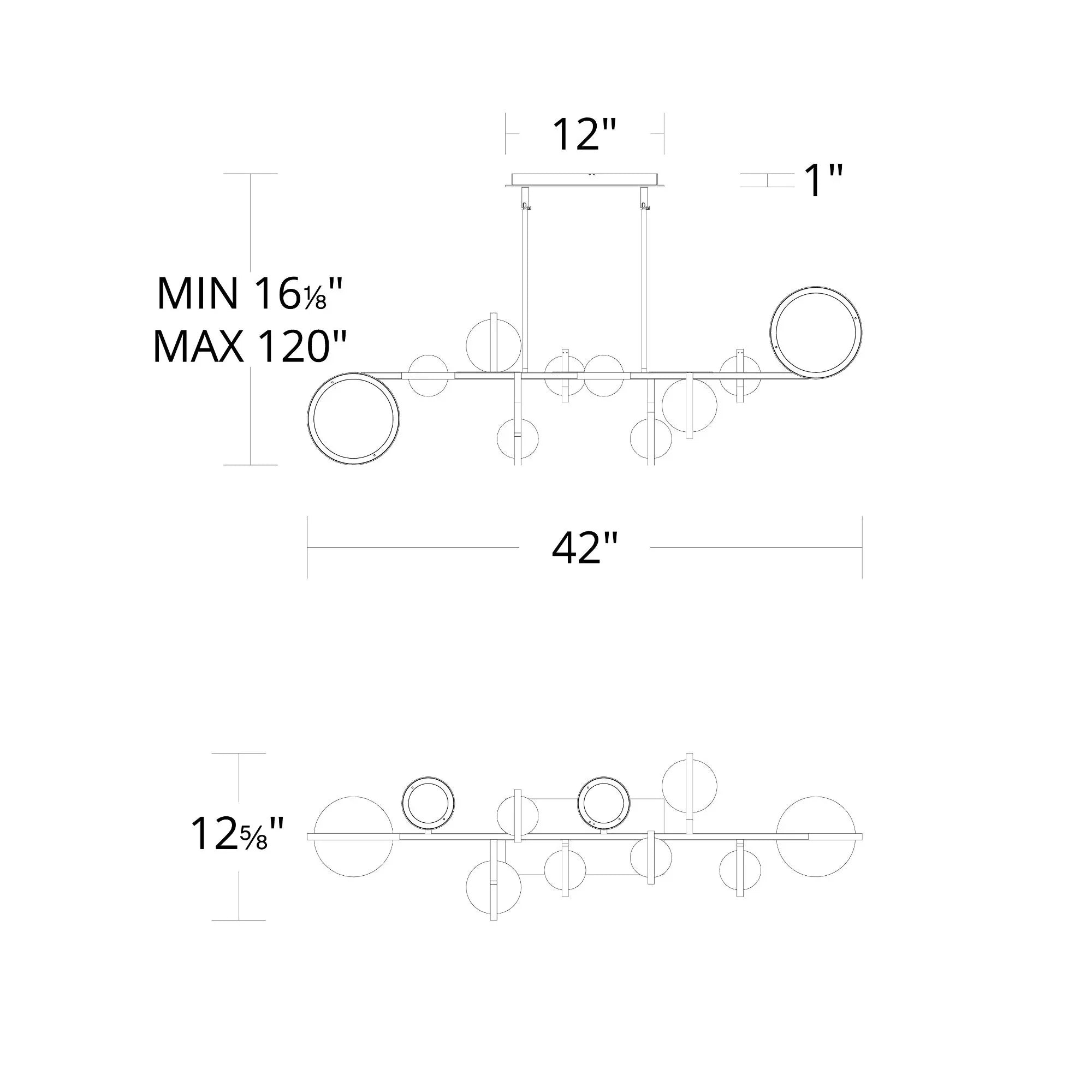 Satalite 42" LED Pendant, 4CCT, Black Finish