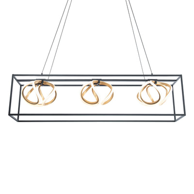 Sinclair 42" LED Chandelier, Black/Gold Leaf Finish