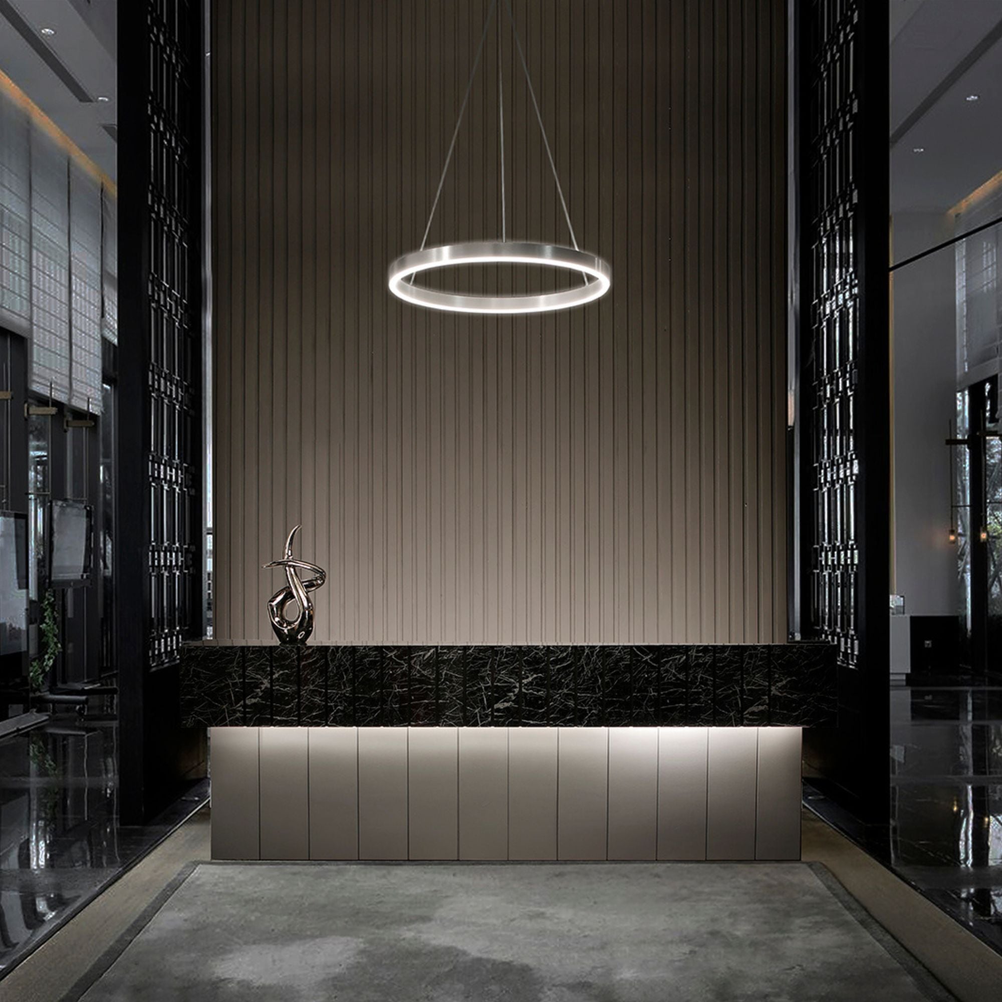 Sirius 18" LED Pendant, Brushed Black Finish - Bees Lighting