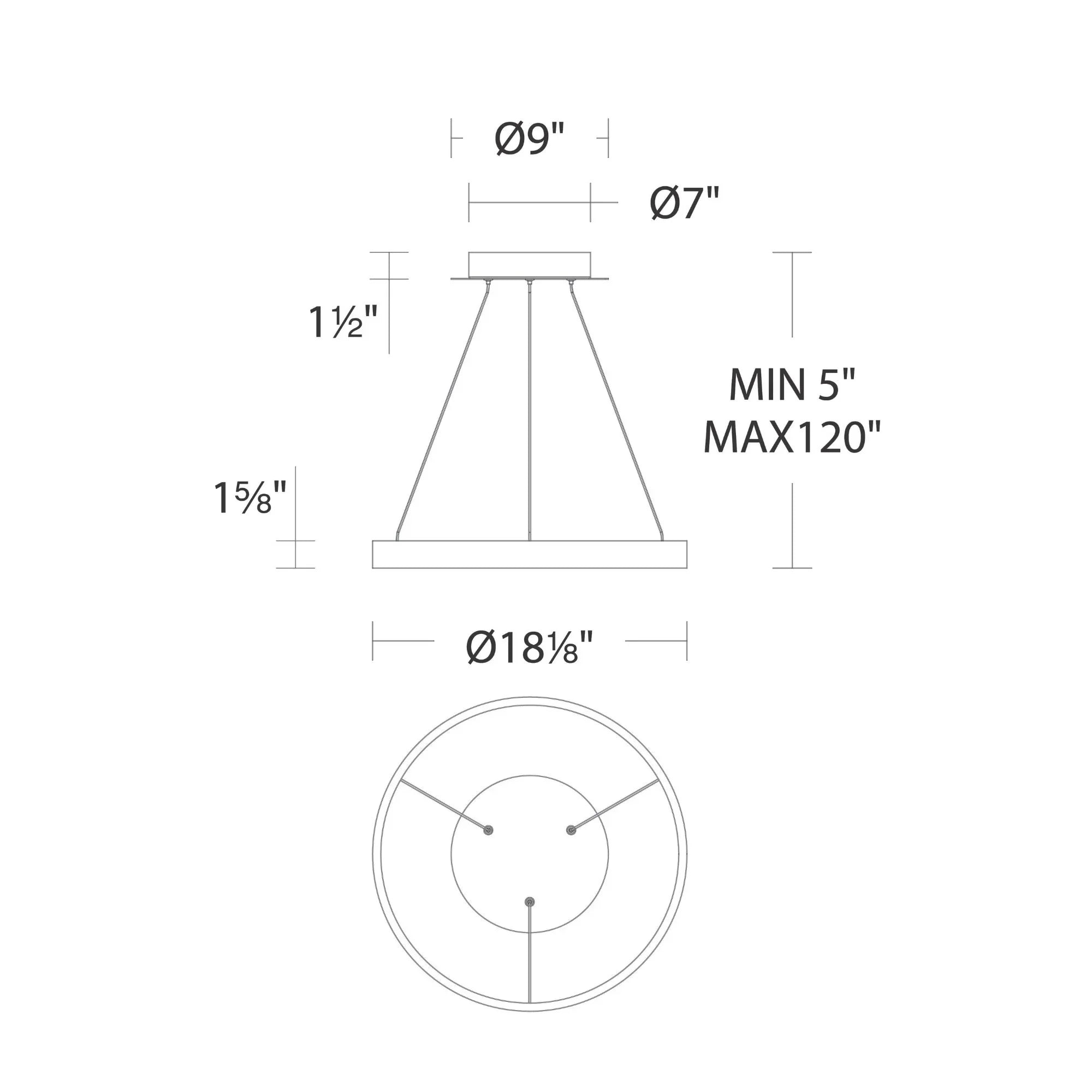 Sirius 18" LED Pendant, Brushed Aluminum Finish