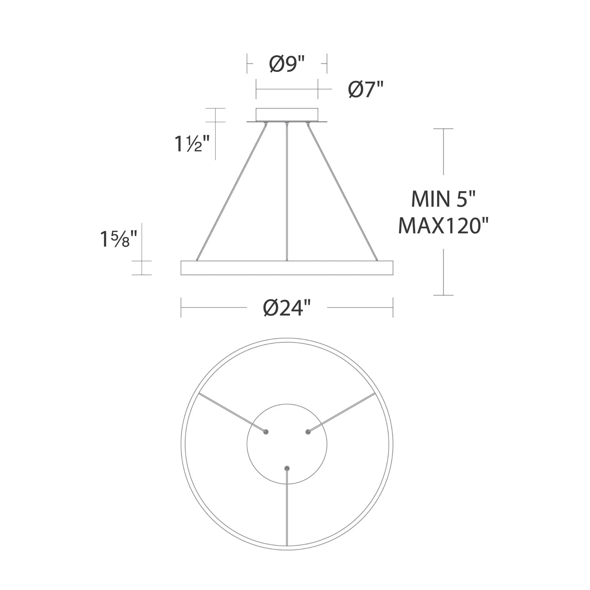 Sirius 24" LED Pendant, Brushed Aluminum Finish