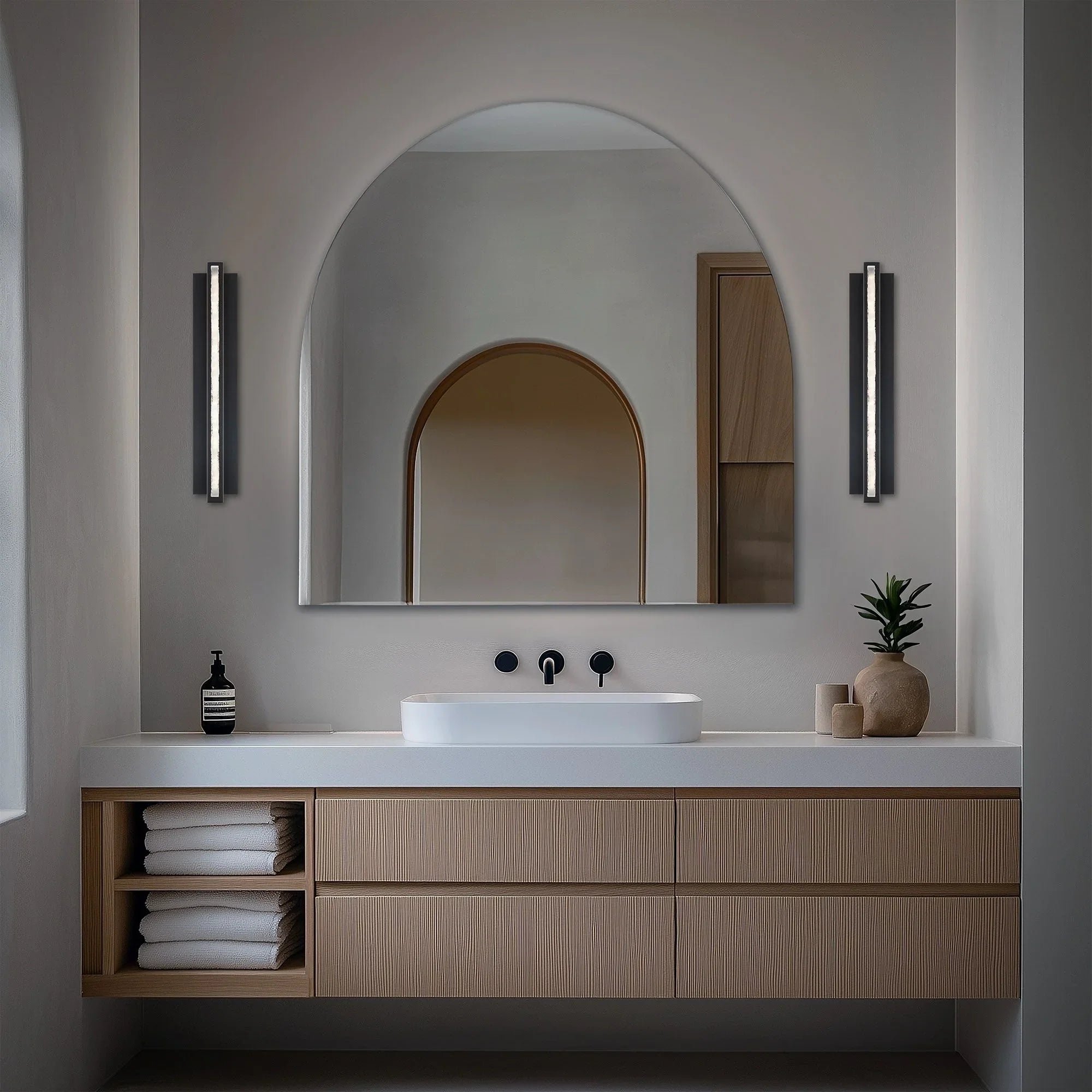 Skate 24" LED Wall Sconce, 4CCT, Black Finish