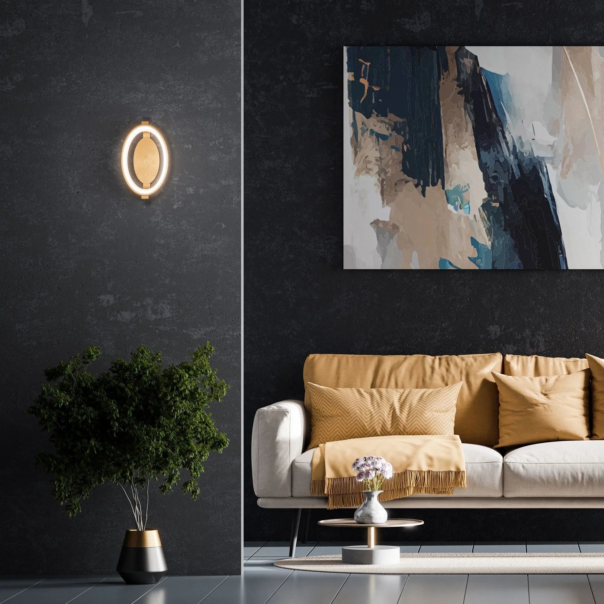 Solitaire 13" LED Wall Sconce, Aged Brass Finish