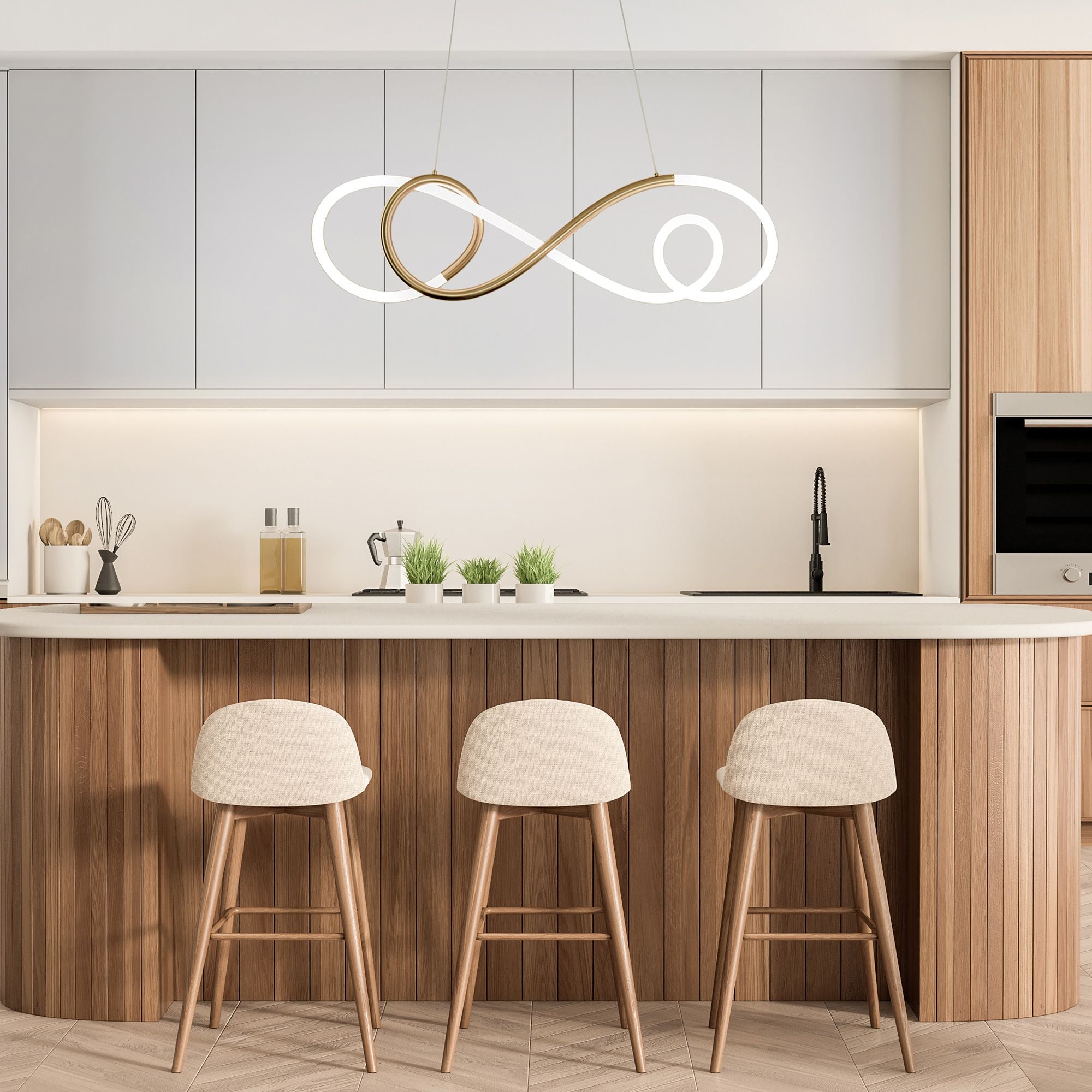 Solo 48 in. LED Linear Pendant Light, Aged Brass