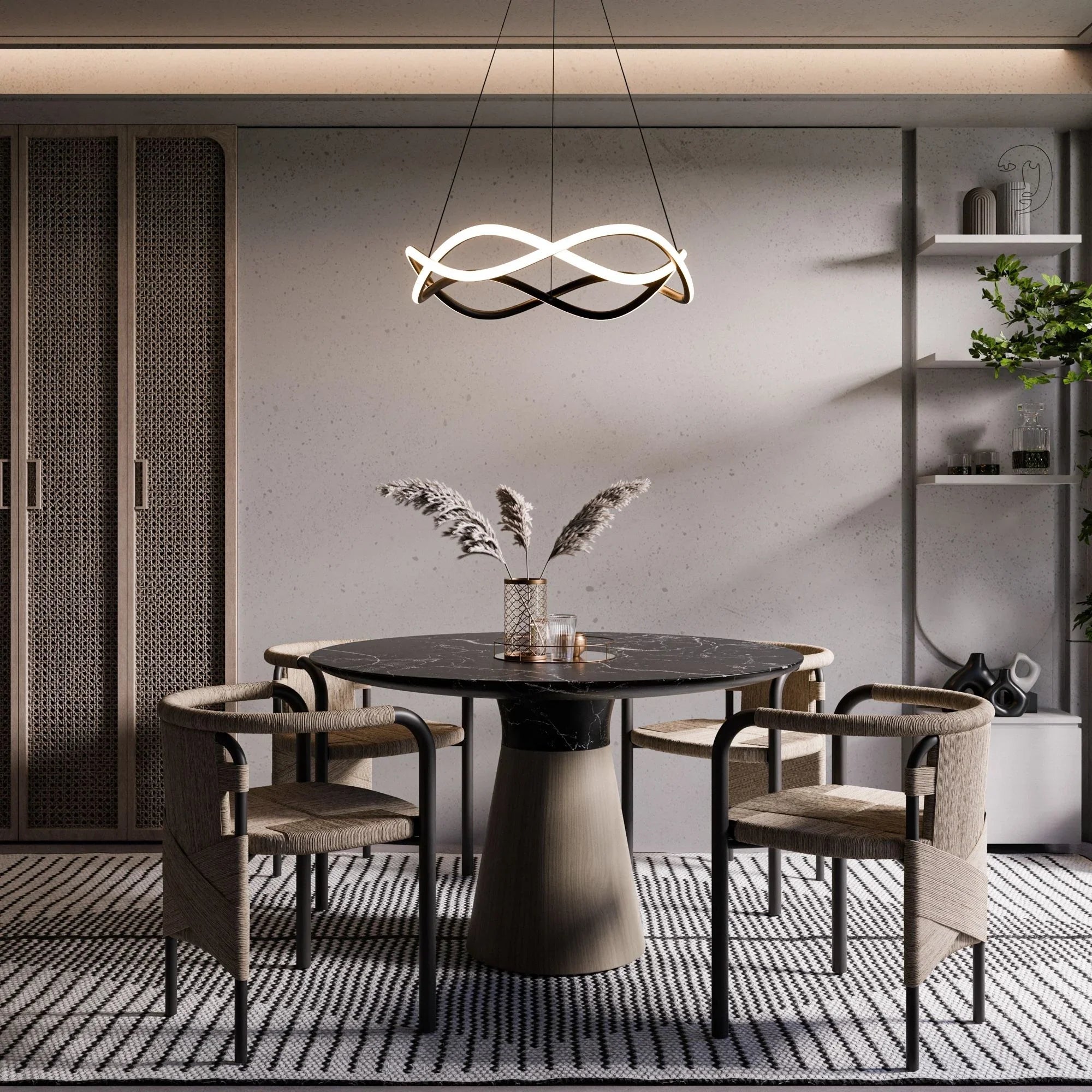 Swerve 26" LED Chandelier, 4CCT, Black Finish