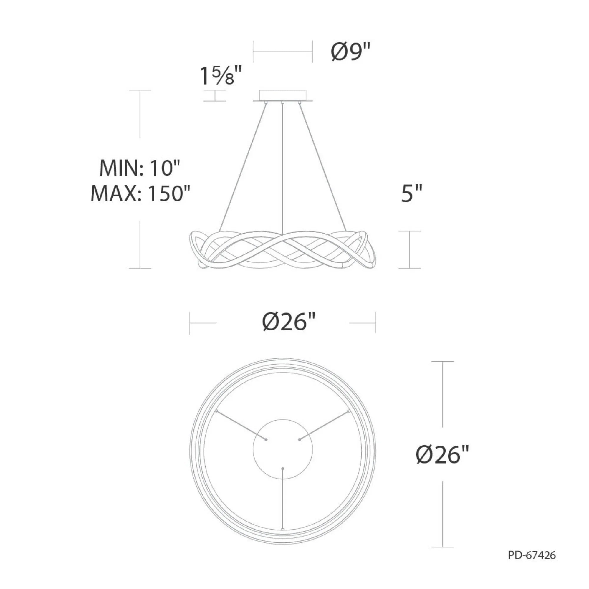 Swerve 26" LED Chandelier, 4CCT, Black Finish