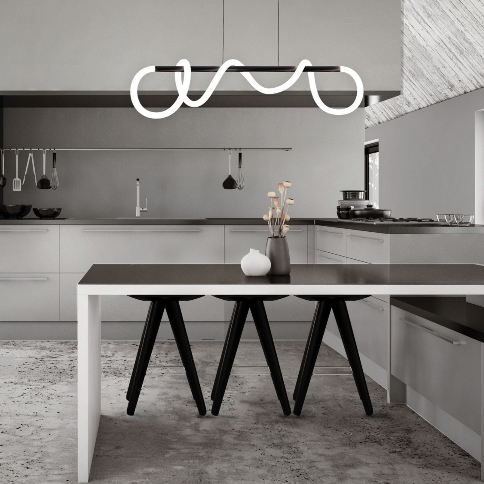 TIGHTROPE 46 in. LED Pendant Light Black Finish