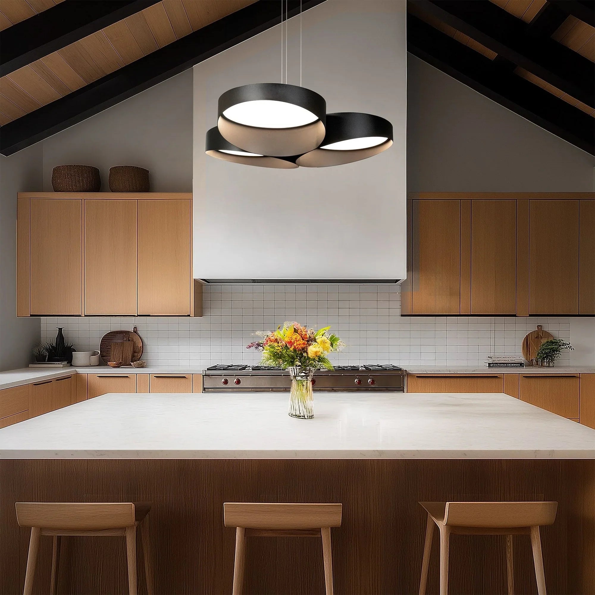 Triolet 36" LED Pendant, 4CCT, Black Finish
