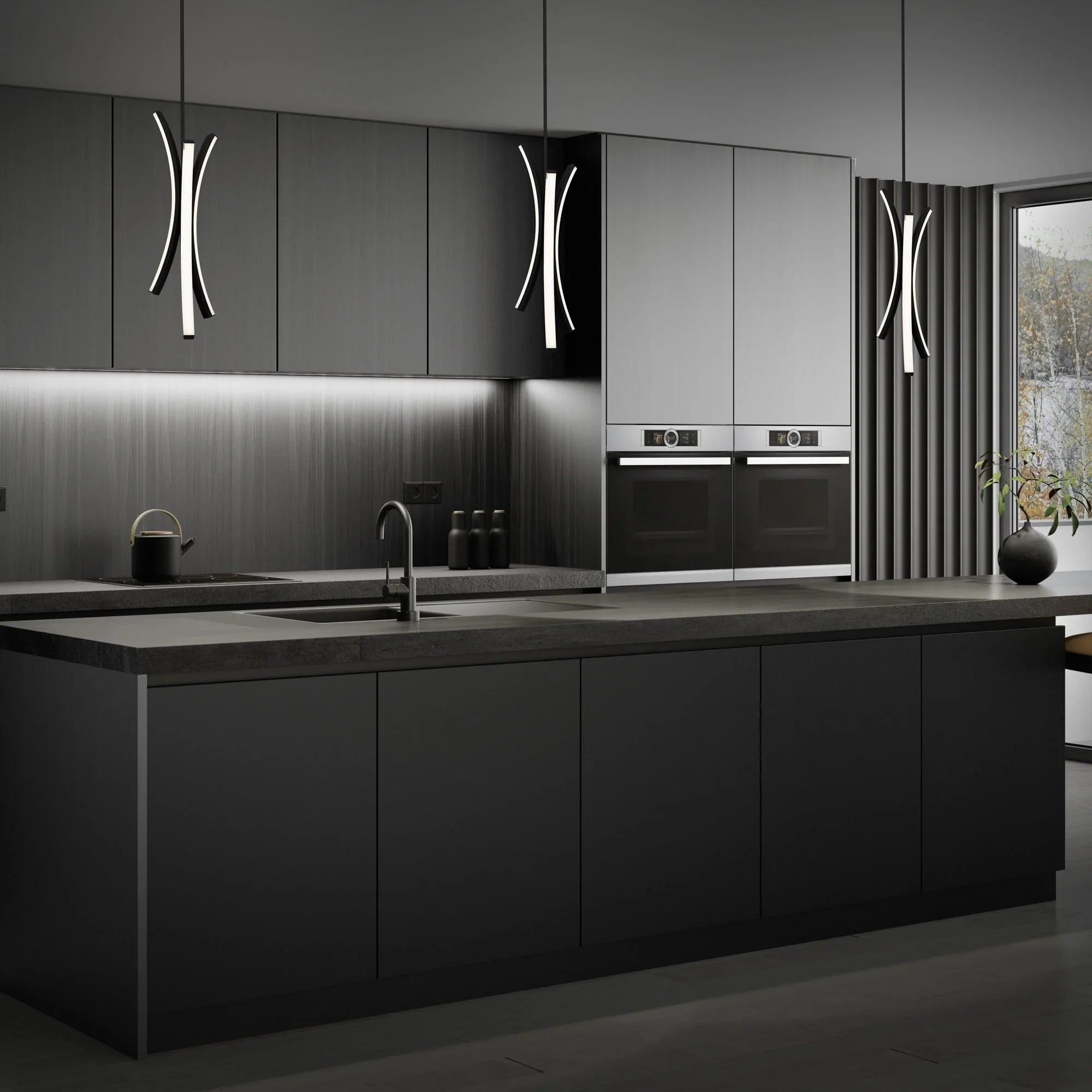 Tusk 25" LED Mini Pendant, 4CCT, Black Finish