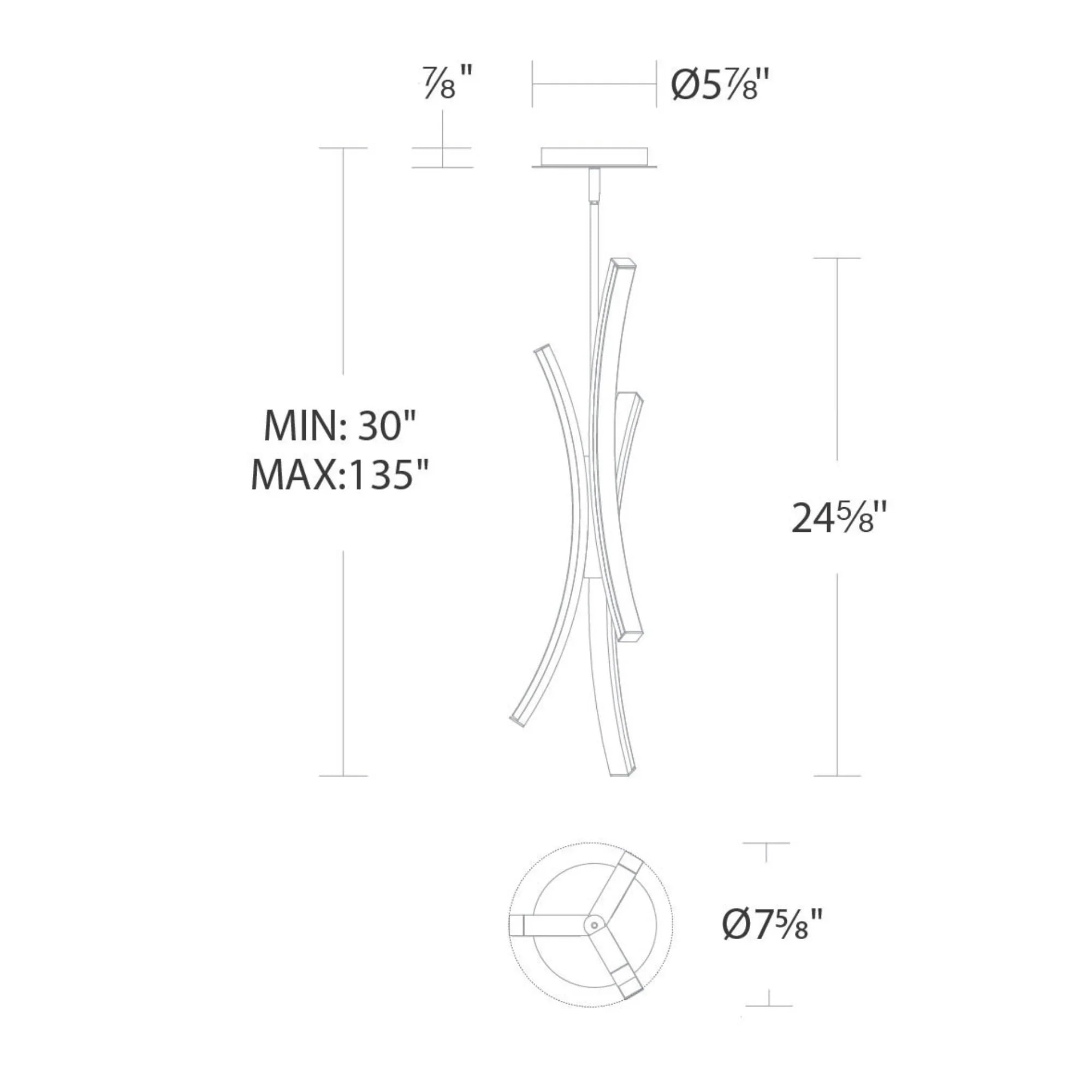 Tusk 25" LED Mini Pendant, 4CCT, Brushed Nickel Finish