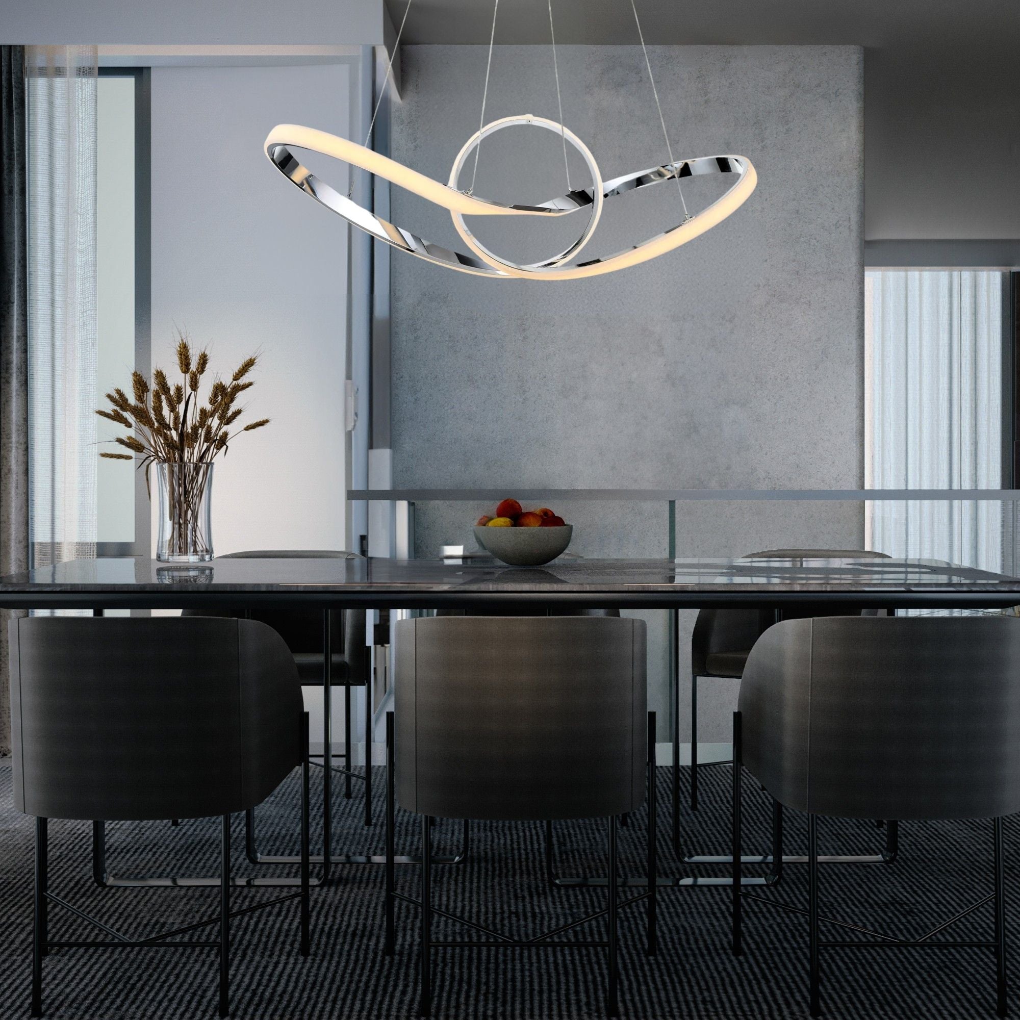 WAC Lighting Vornado 35 in. LED Pendant Light, Chrome, Ring/Halo