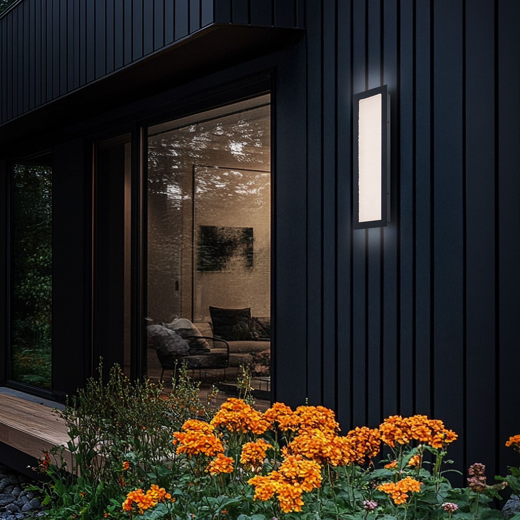 Wavelet 20" LED Outdoor Wall Sconce, 4CCT, Black Finish