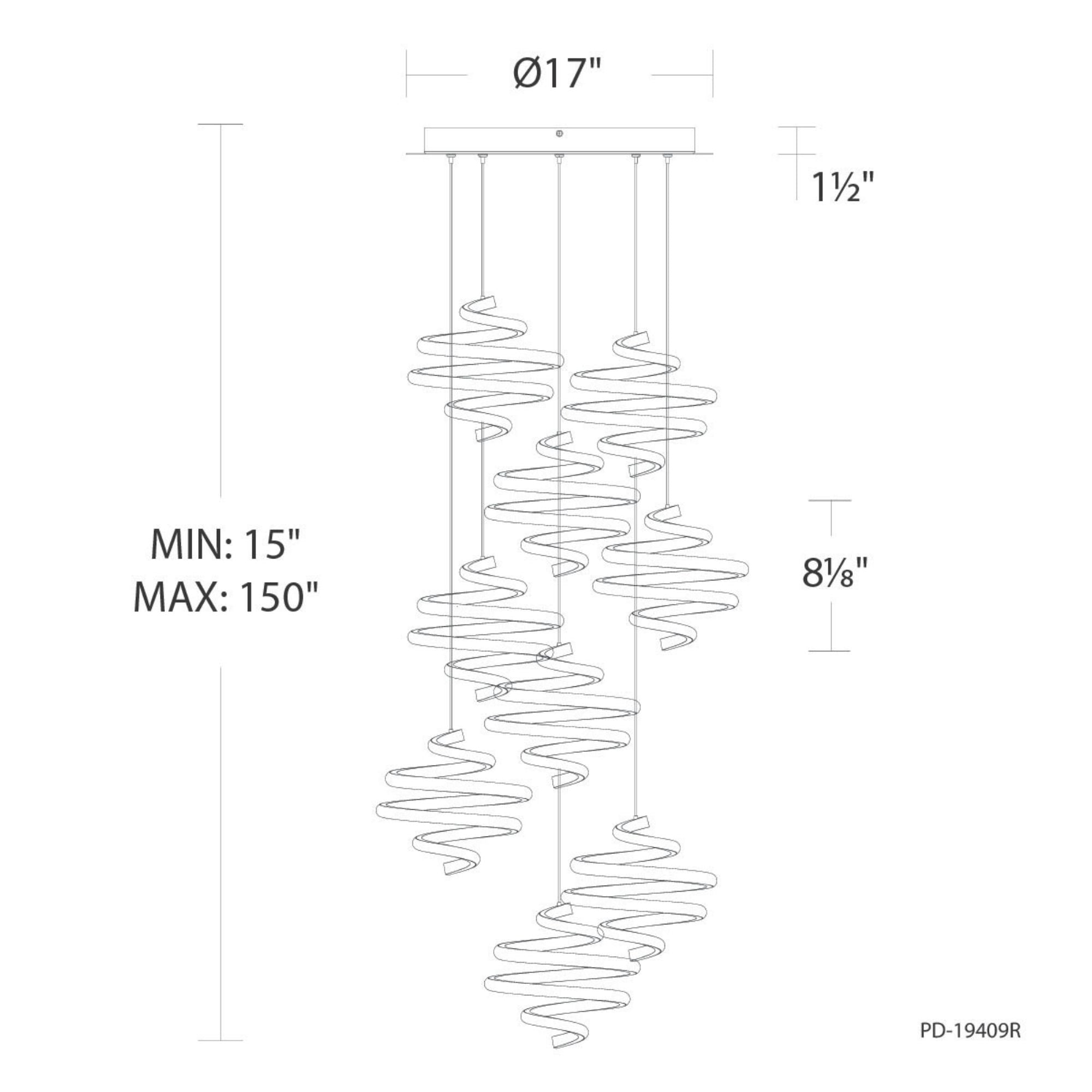 Whirl 8" 9-Light LED Pendant, 4CCT, Black Finish