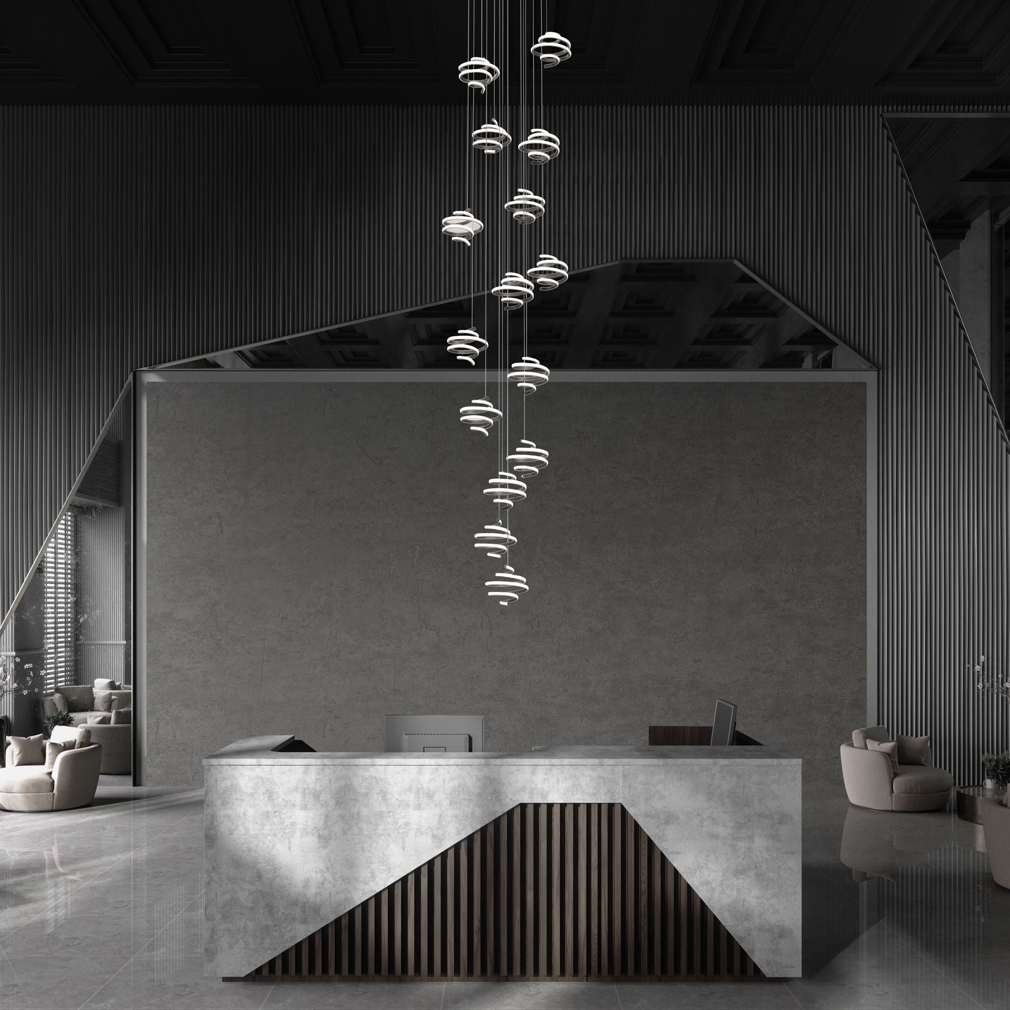 Whirl 8" 15-Light LED Pendant, 4CCT, Black Finish