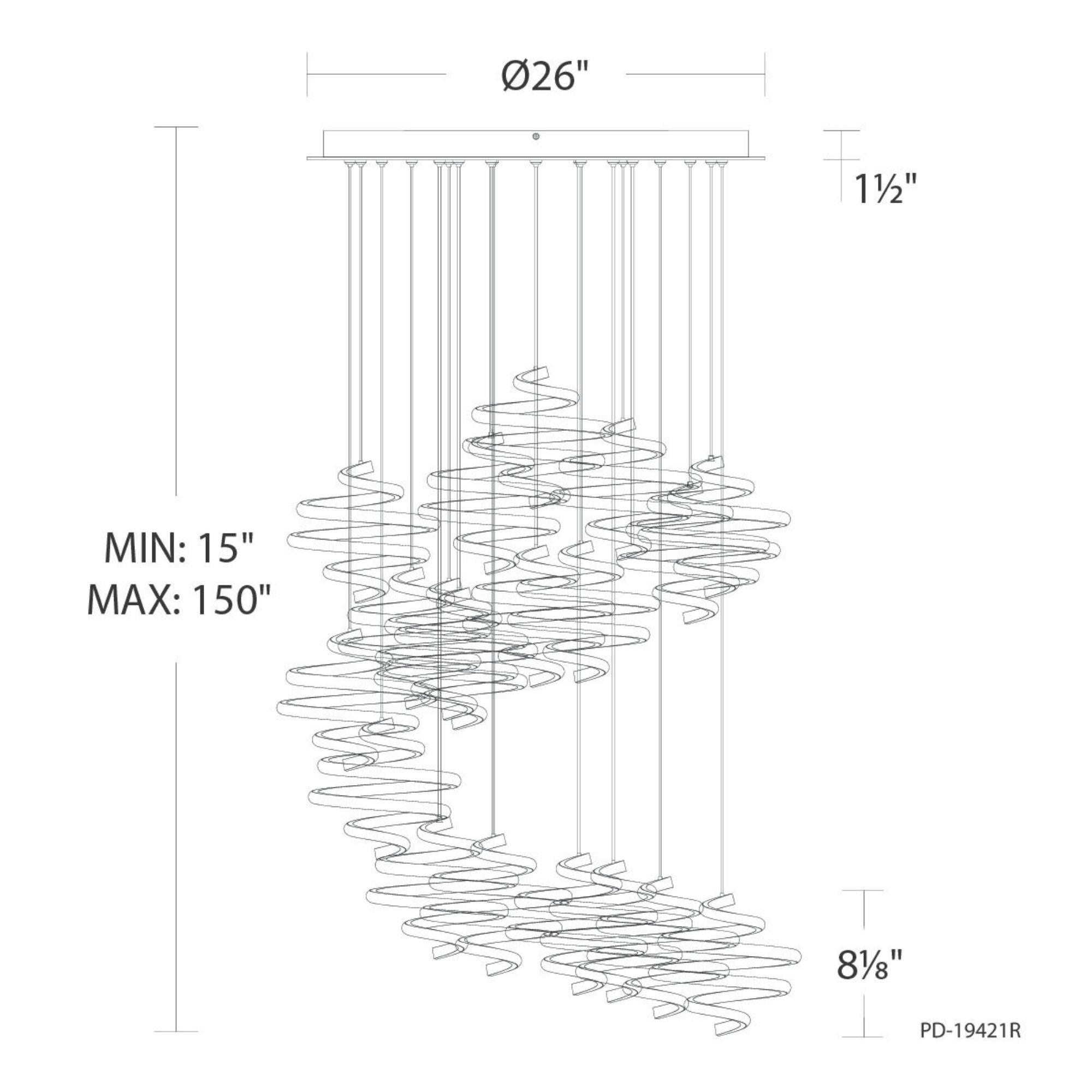 Whirl 8" 15-Light LED Pendant, 4CCT, Black Finish