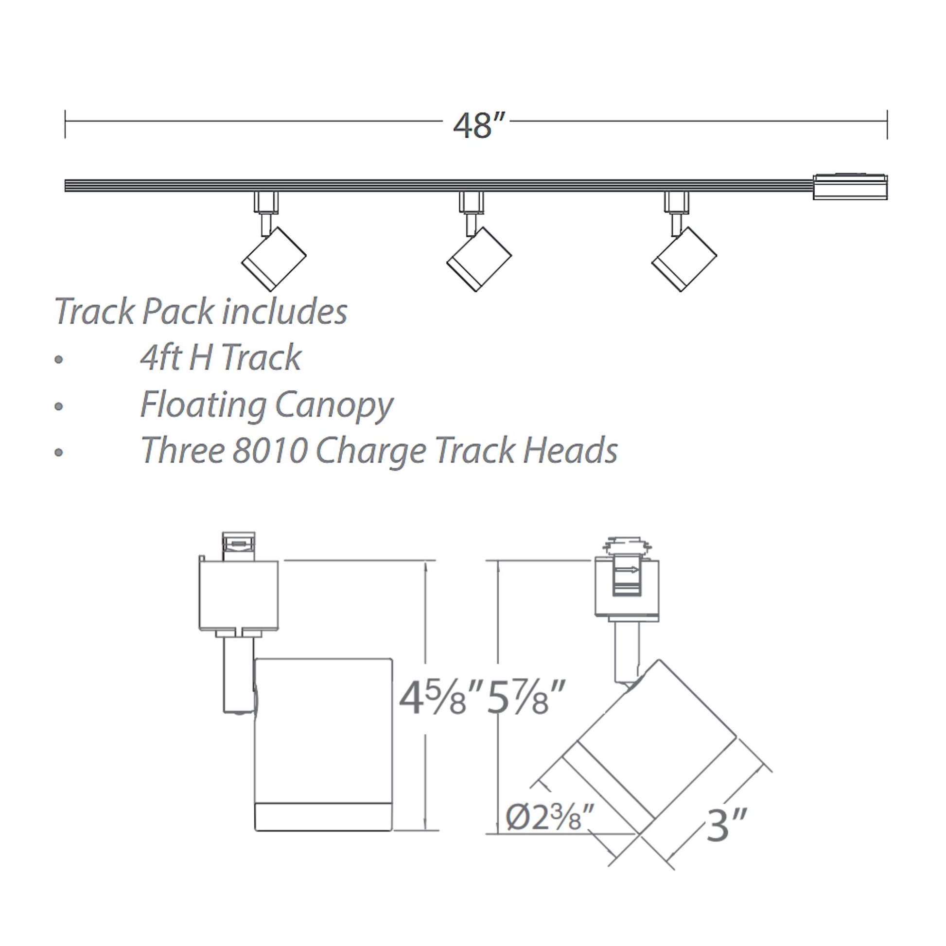 Charge 8010, 5CCT 3 Light LED Track Kit, 2600 Lumens, Halo, 45°, Bronze - Bees Lighting