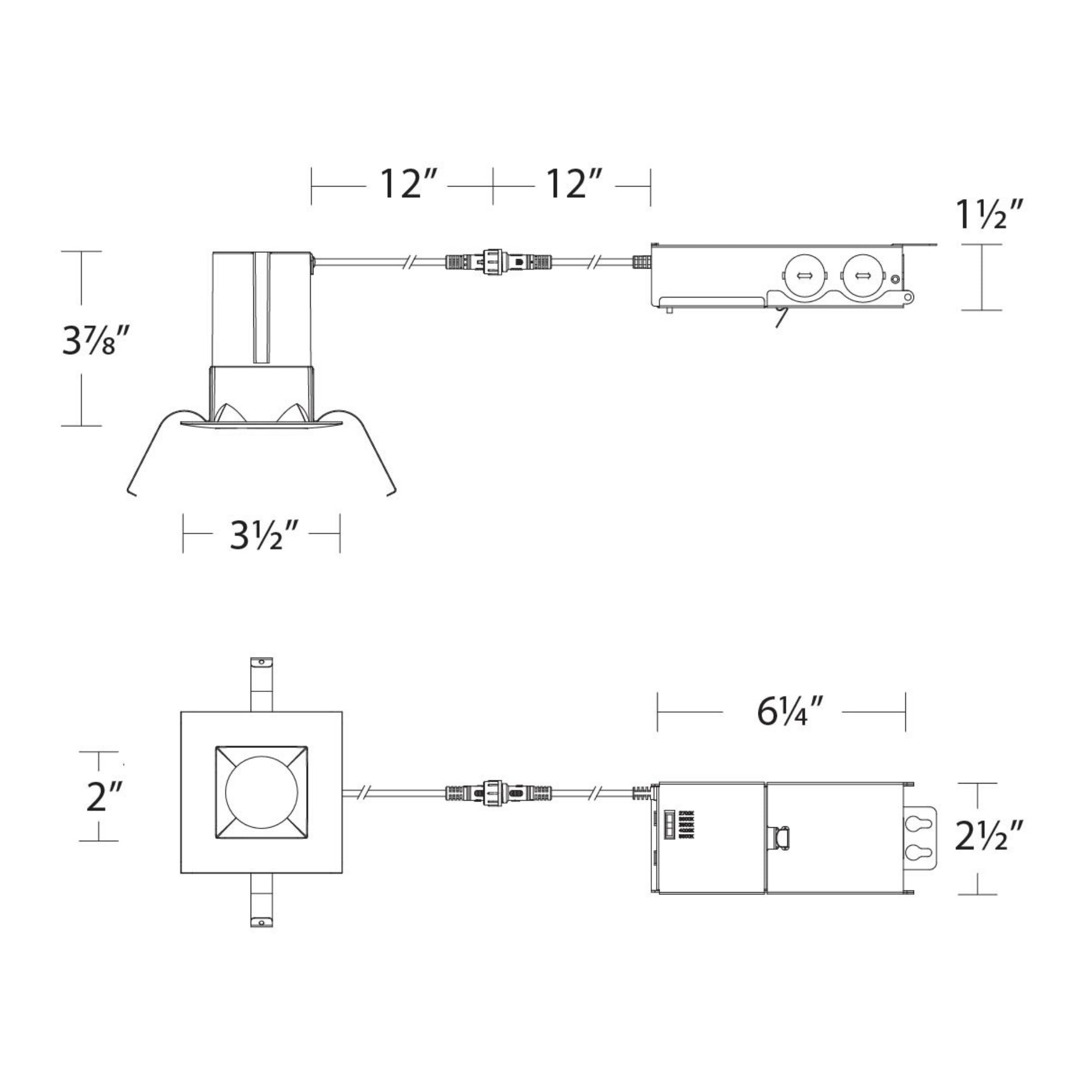Ion 2″ Square 5CCT Remodel Downlight, 695 Lumens, White - Bees Lighting
